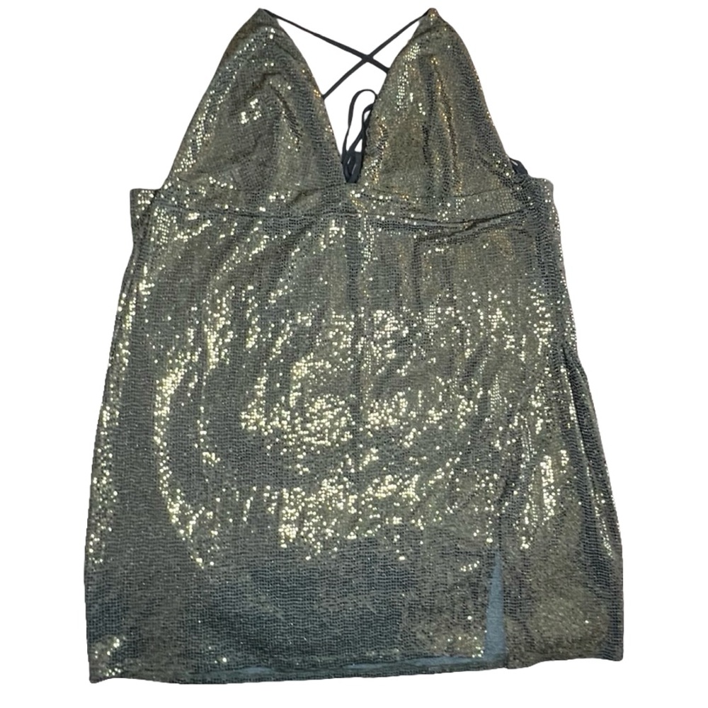 Blanc Gold Strappy Sequin Dress